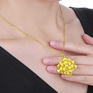 Women's 24k Pure Gold Peacock Pendant Necklace