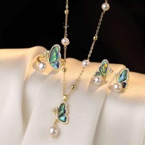 Green Stone Necklace Ear Ring Set