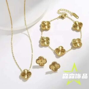Gold Color Necklace Ear Ring & Bracelet