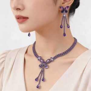 Purple Stone Necklace Set
